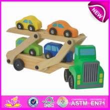 Transportador de carro de brinquedo de madeira para crianças, segurança brinquedo de coleção de carro de madeira engraçado Mini para crianças, brinquedo de carro de madeira bonito para bebê W04A082